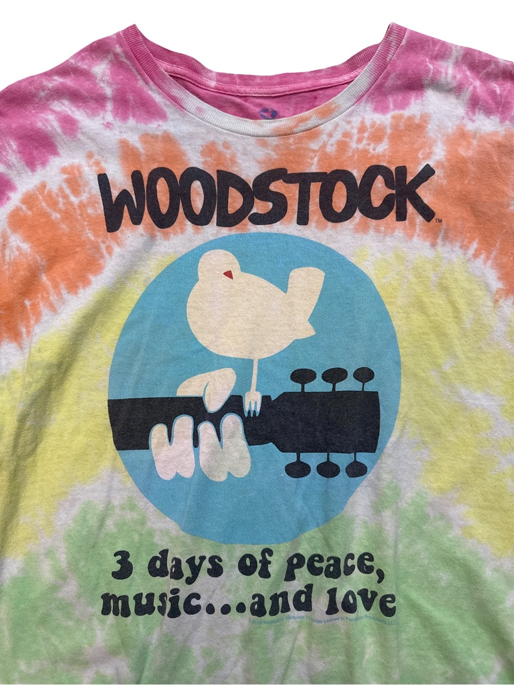 Woodstock Liquid Blue Men’s Tie Dye T-Shirt Size 2XL Peace, Music, Love Rock